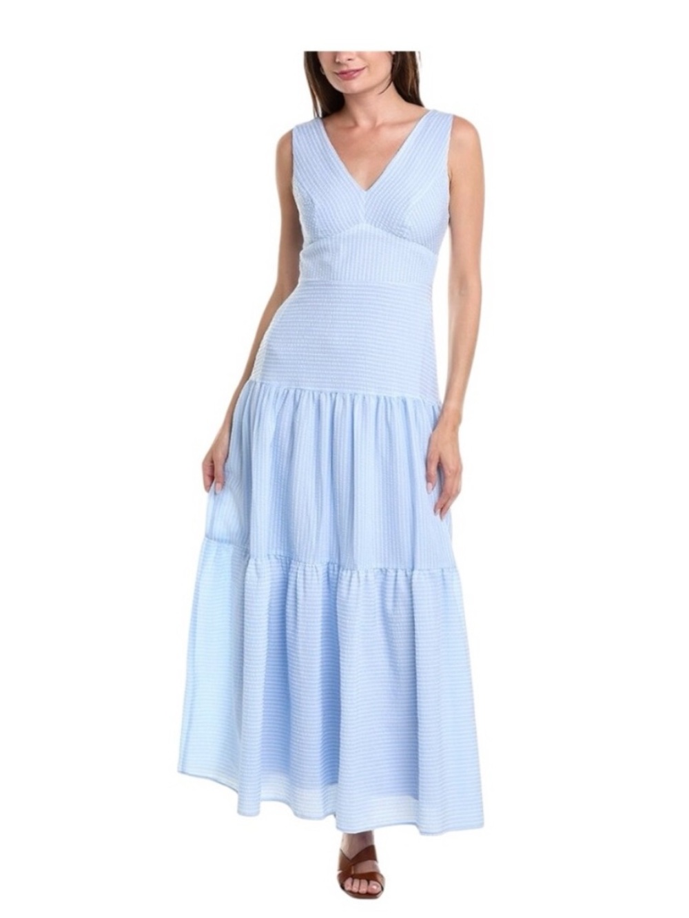 NWOT blue and white seersucker dress